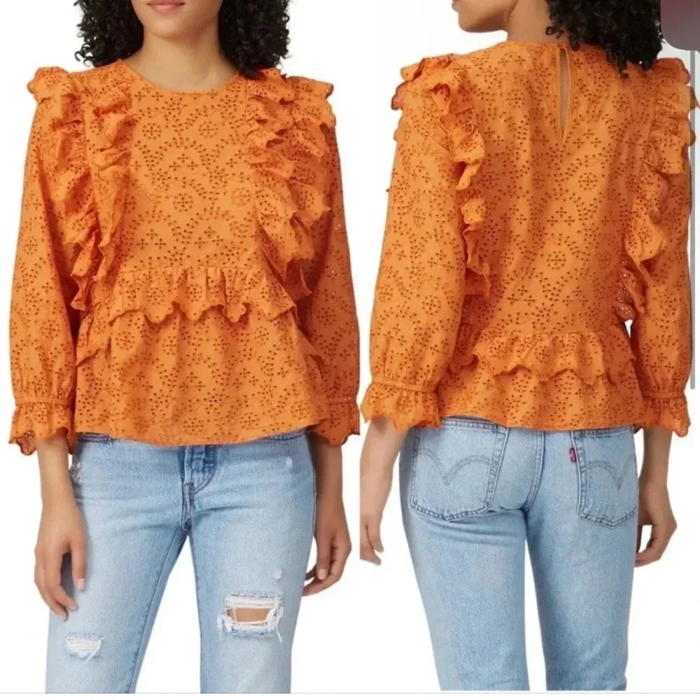 THE GREAT eyelet ruffle top - Picture 2 of 10